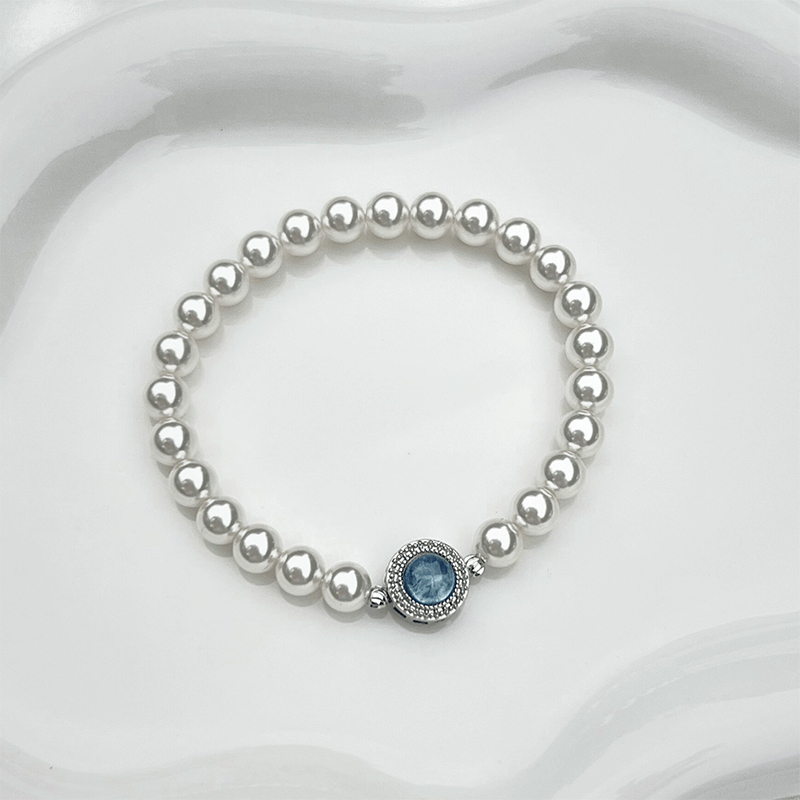 SWIRLUXE BLUE GEM PEARL BRACELET