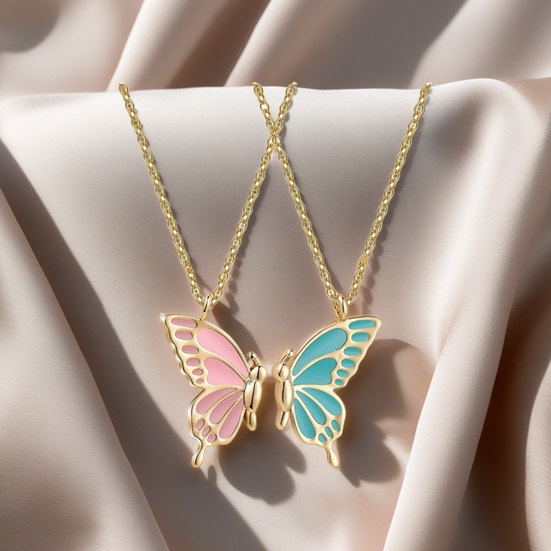 SWIRLUXE GOLD COLORFUL BUTTERFLY NECKLACE