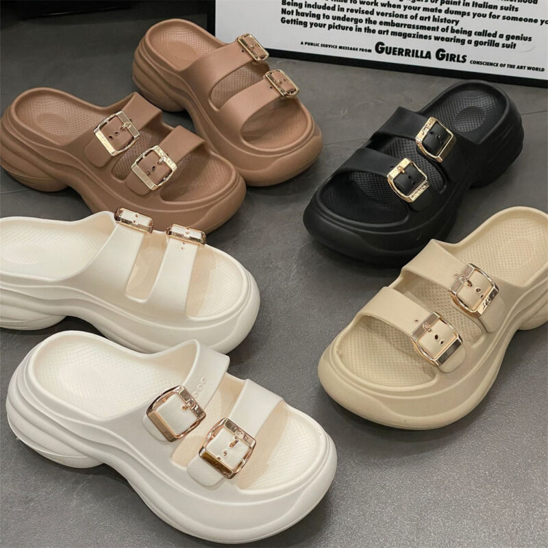STOMPION DOUBLE BUCKLE HIGH PLATFORM SANDALS