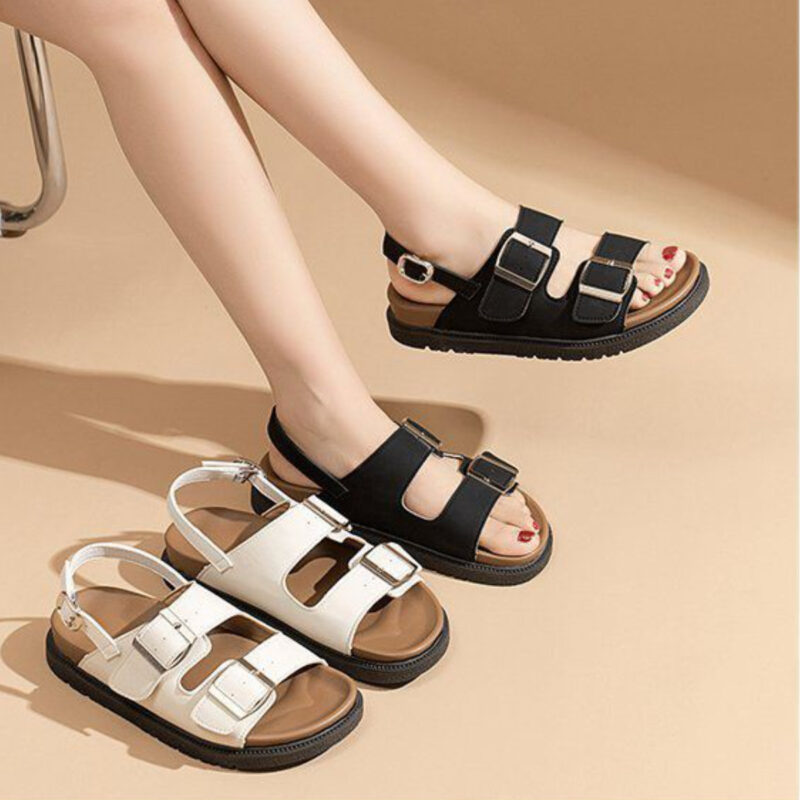 STOMPION DOUBLE METAL BUCKLE WITH BACK STRAP SANDALS