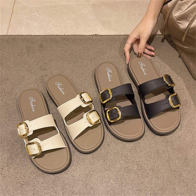 STOMPION DOUBLE METAL BUCKLE SANDALS